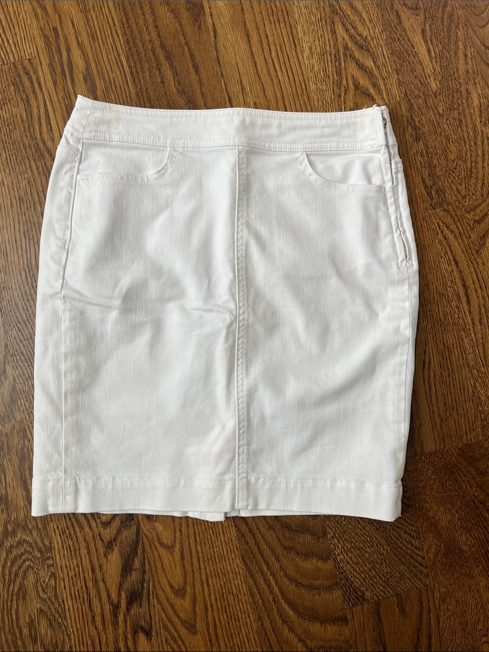LOFT White Denim Skirt with Subtle Stitching Read Description